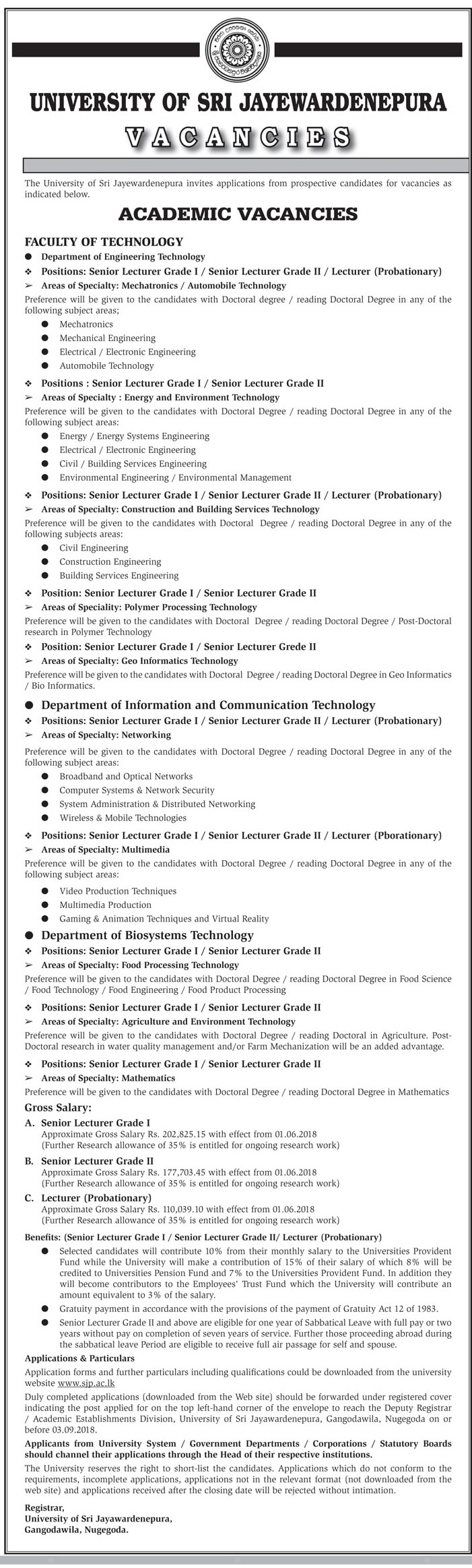 Senior Lecturer, Lecturer - University of Sri Jayewardenepura